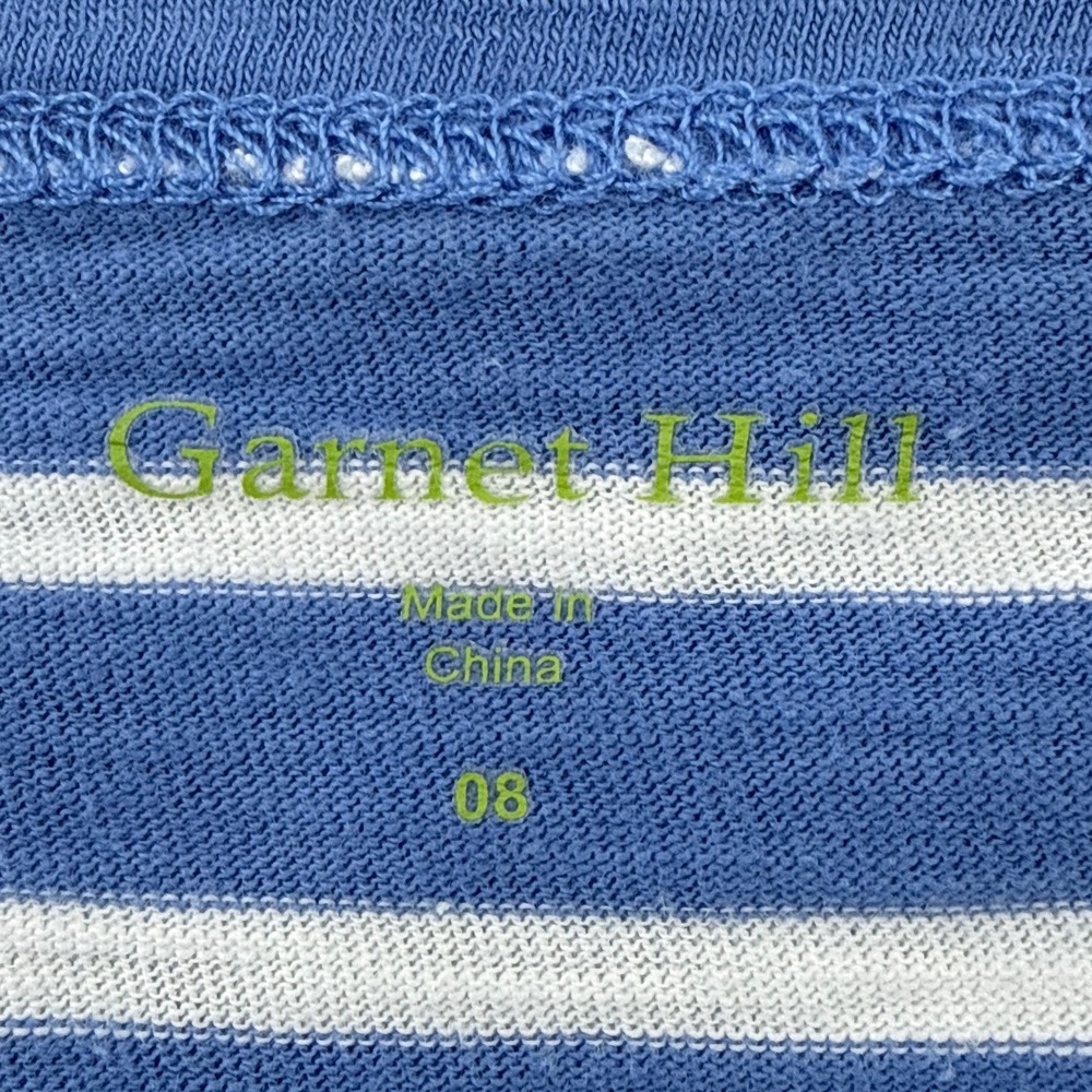 Garnet Hill Blue‎ White Striped 100% Cotton Pocket Shift Dress Medium 3/4 Sleeve - Picture 5 of 9